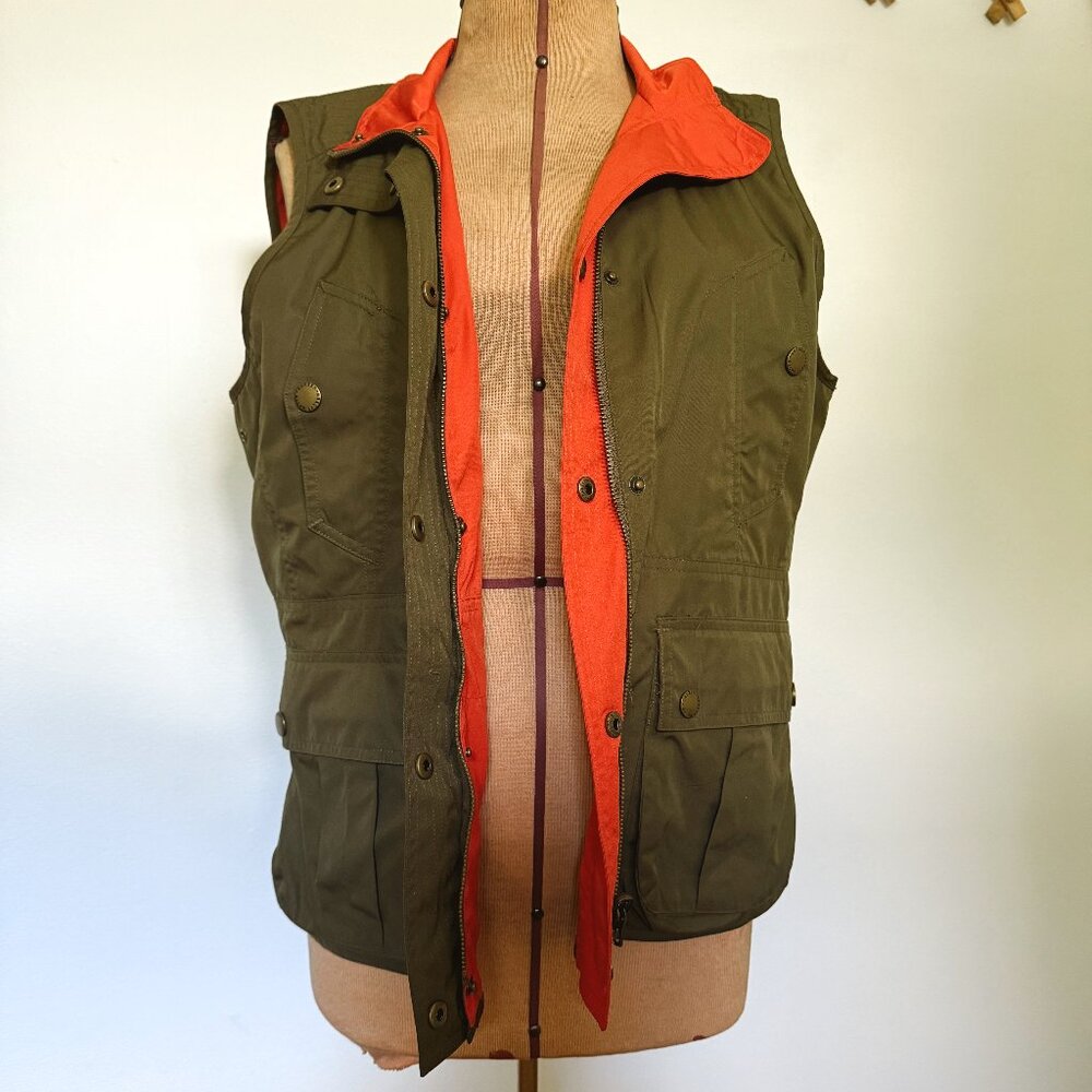 Lauren Ralph Lauren Reversible Utility Hunting Vest • Olive/Orange • Size L
